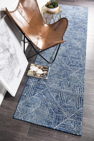 Oasis 457 Contemporary Navy Runner Rug - Floorsome - Modern