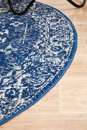 Oasis Navy Transitional Round Rug - Floorsome - Modern