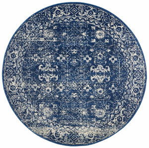 Oasis Navy Transitional Round Rug - Floorsome - Modern