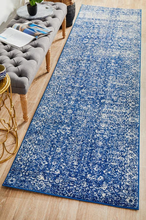 Oasis Navy Transitional Runner Rug - Floorsome - Modern