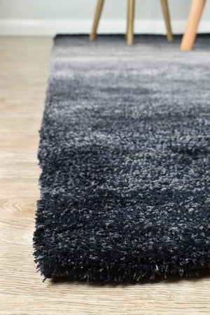 Ombre Black Grey Shaggy Rug - Floorsome - SHAGGY