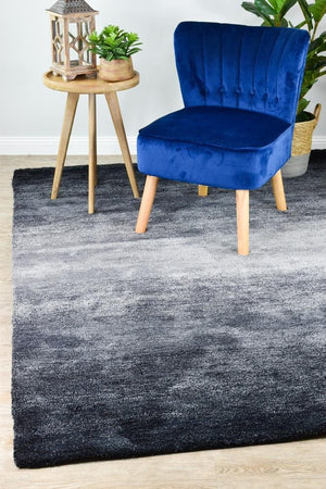 Ombre Black Grey Shaggy Rug - Floorsome - SHAGGY