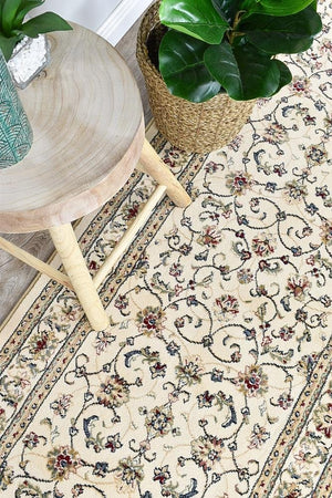 Oriental Traditional Runner Rug Beige - Floorsome - Traditional