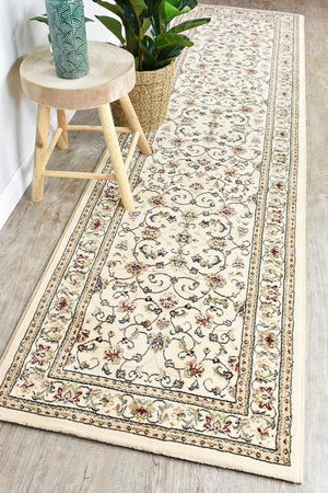 Oriental Traditional Runner Rug Beige - Floorsome - Traditional