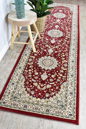 Oriental Traditional Runner Rug Red - Floorsome - Traditional