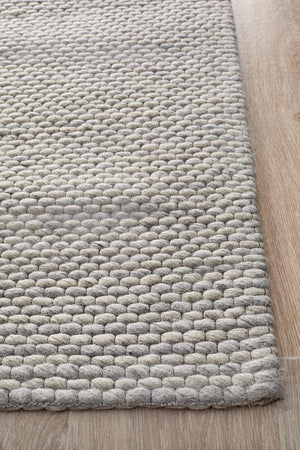 Oskar Felted Wool Striped Rug Grey - Floorsome - Modern