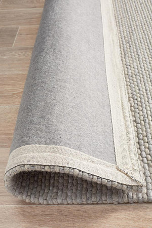 Oskar Felted Wool Striped Rug Grey - Floorsome - Modern