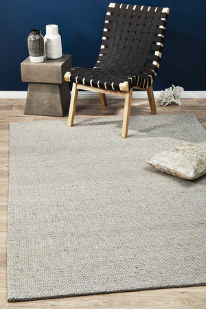 Oskar Felted Wool Striped Rug Grey - Floorsome - Modern