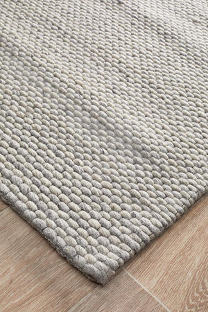 Oskar Felted Wool Striped Rug Grey - Floorsome - Modern