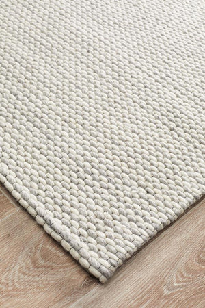 Oskar Felted Wool Striped Rug Grey White - Floorsome - Modern