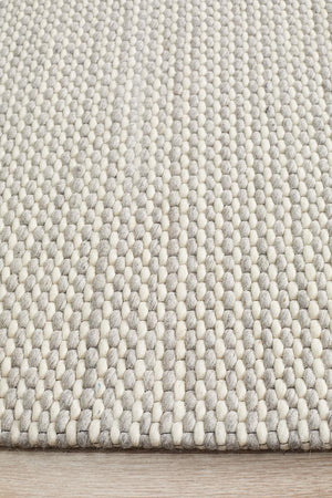 Oskar Felted Wool Striped Rug Grey White - Floorsome - Modern