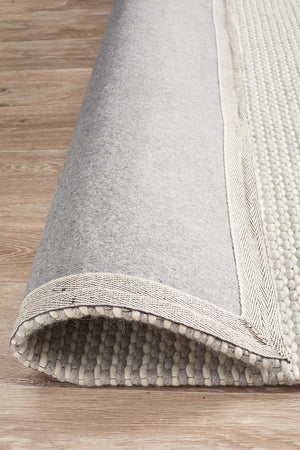 Oskar Felted Wool Striped Rug Grey White - Floorsome - Modern