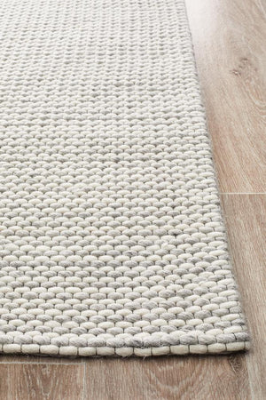 Oskar Felted Wool Striped Rug Grey White - Floorsome - Modern