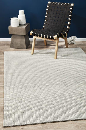 Oskar Felted Wool Striped Rug Grey White - Floorsome - Modern