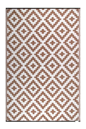 Outdoor Rug Recycled Plastic - Aztec Beige And White - Floorsome - Outdoor Rugs