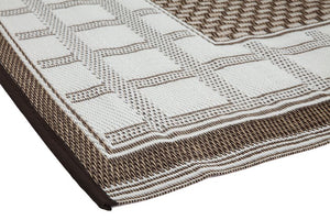 Outdoor Rug Recycled Plastic - Europa Chestnut & Walnut Brown Geometric - Floorsome - Outdoor Rugs