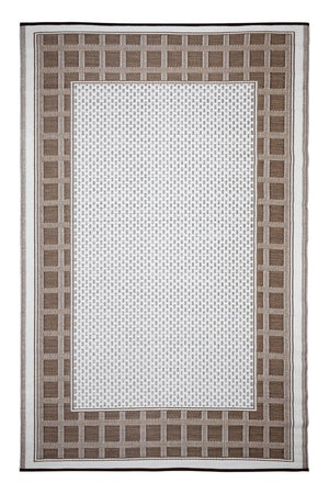 Outdoor Rug Recycled Plastic - Europa Chestnut & Walnut Brown Geometric - Floorsome - Outdoor Rugs