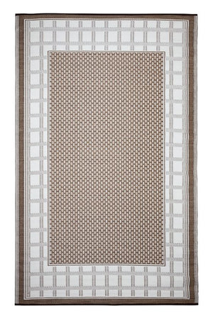 Outdoor Rug Recycled Plastic - Europa Chestnut & Walnut Brown Geometric - Floorsome - Outdoor Rugs