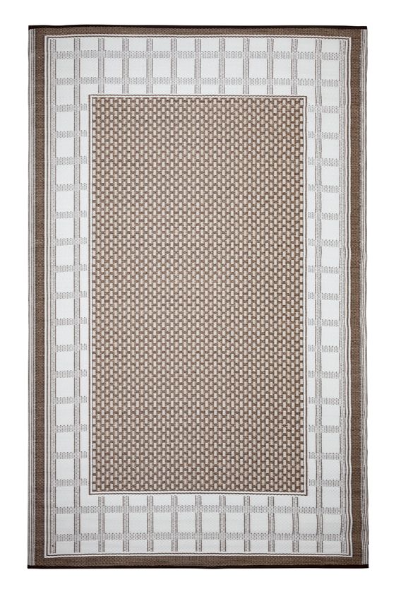 Outdoor Rug Recycled Plastic  - Europa Chestnut & Walnut Brown Geometric