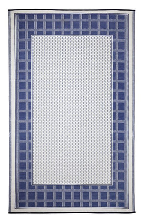 Outdoor Rug Recycled Plastic - Europa Midnight Blue Geometric - Floorsome - Outdoor Rugs