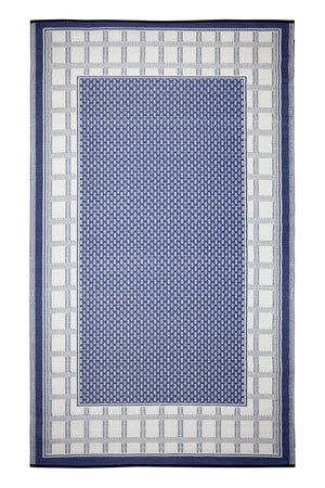 Outdoor Rug Recycled Plastic - Europa Midnight Blue Geometric - Floorsome - Outdoor Rugs