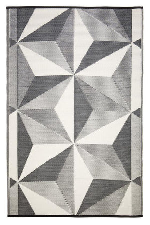 Outdoor Rug Recycled Plastic - Geo Star Glacier Grey - Floorsome - Outdoor Rugs