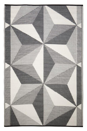 Outdoor Rug Recycled Plastic - Geo Star Glacier Grey - Floorsome - Outdoor Rugs