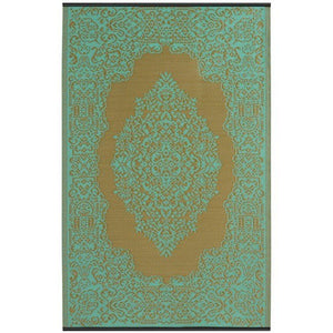 Outdoor Rug Recycled Plastic - Istanbul Aqua and Bronze - Floorsome - Outdoor Rugs