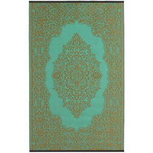 Outdoor Rug Recycled Plastic - Istanbul Aqua and Bronze - Floorsome - Outdoor Rugs