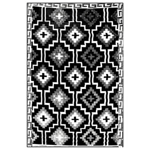 Outdoor Rug Recycled Plastic - Lhasa Black and Cream - Floorsome - Outdoor Rugs