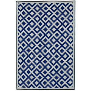 Outdoor Rug Recycled Plastic - Marina Indigo Blue & white - Floorsome - Outdoor Rugs