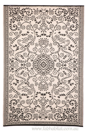 Outdoor Rug Recycled Plastic - Murano Black and Cream - Floorsome - Outdoor Rugs