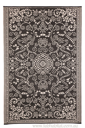 Outdoor Rug Recycled Plastic - Murano Black and Cream - Floorsome - Outdoor Rugs