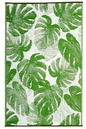 Outdoor Rug Recycled Plastic - Panama Lime Green Botanical - Floorsome - Outdoor Rugs