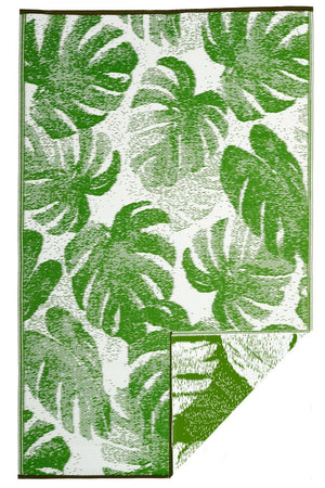 Outdoor Rug Recycled Plastic - Panama Lime Green Botanical - Floorsome - Outdoor Rugs