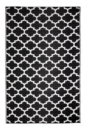 Outdoor Rug Recycled Plastic - Tangier Black and White - Floorsome - Outdoor Rugs