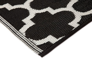 Outdoor Rug Recycled Plastic - Tangier Black and White - Floorsome - Outdoor Rugs