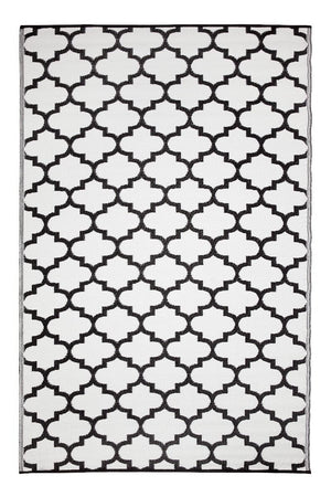 Outdoor Rug Recycled Plastic - Tangier Black and White - Floorsome - Outdoor Rugs