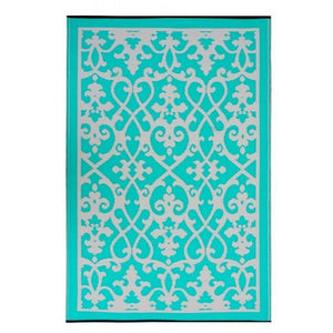 Outdoor Rug Recycled Plastic - Venice Turquoise and Cream - Floorsome - Outdoor Rugs