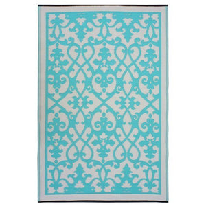 Outdoor Rug Recycled Plastic - Venice Turquoise and Cream - Floorsome - Outdoor Rugs