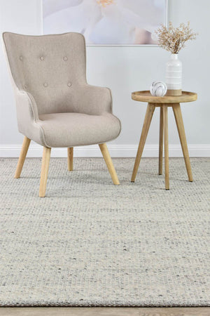 Parko Wool Ivory Grey Rug - Floorsome - FLATWEAVE