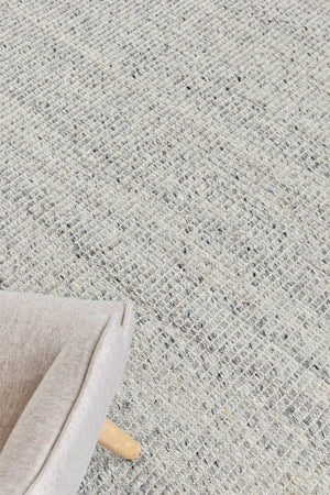 Parko Wool Ivory Grey Rug - Floorsome - FLATWEAVE