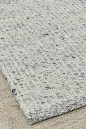 Parko Wool Ivory Grey Rug - Floorsome - FLATWEAVE