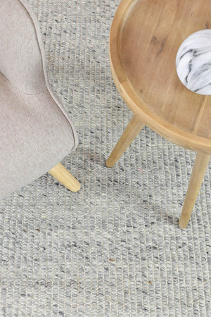 Parko Wool Ivory Grey Rug - Floorsome - FLATWEAVE