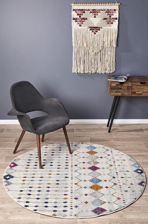 Peggy Tribal Morrocan Style Multi Round Rug - Floorsome - Modern