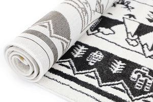 Piccolo Black and White Kids Camping Adventure Kids Rug - Floorsome - Kids