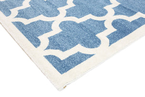 Piccolo Blue and White Lattice Pattern Kids Rug - Floorsome - Kids