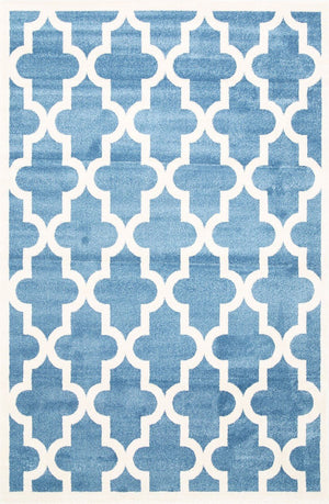 Piccolo Blue and White Lattice Pattern Kids Rug - Floorsome - Kids