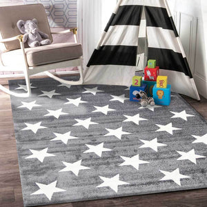 Piccolo Charcoal and White Stars Kids Rug - Floorsome - Kids