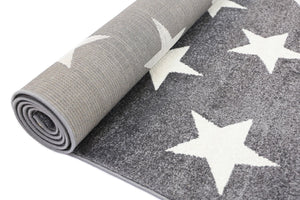 Piccolo Charcoal and White Stars Kids Rug - Floorsome - Kids